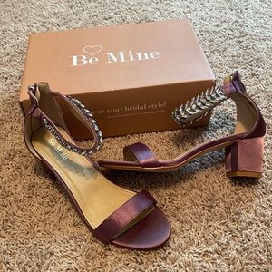 Purple pink satin heels By Be Mine with jewels